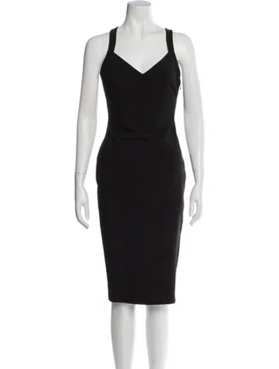 Pre-owned Likely V-neck Midi Length Dress In Gray