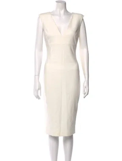 Pre-owned Likely V-neck Midi Length Dress In Neutral