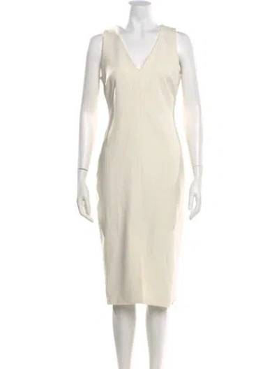 Pre-owned Likely V-neck Midi Length Dress In Neutral