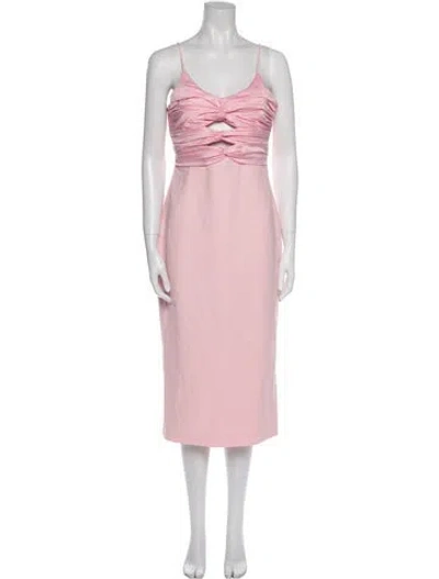 Pre-owned Likely V-neck Midi Length Dress In Pink