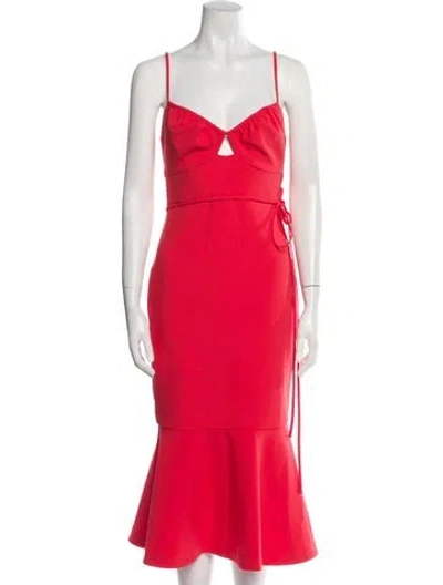 Pre-owned Likely V-neck Midi Length Dress In Pink