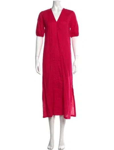 Pre-owned Likely V-neck Midi Length Dress In Pink