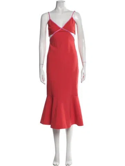 Pre-owned Likely V-neck Midi Length Dress In Pink