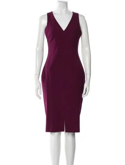 Pre-owned Likely V-neck Midi Length Dress In Purple