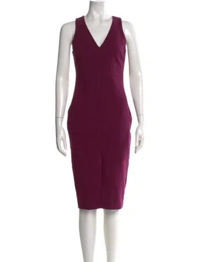 Pre-owned Likely V-neck Midi Length Dress In Purple