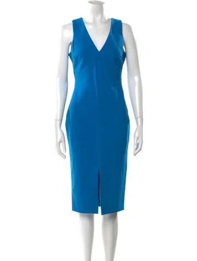 Pre-owned Likely V-neck Midi Length Dress W/ Tags In Blue
