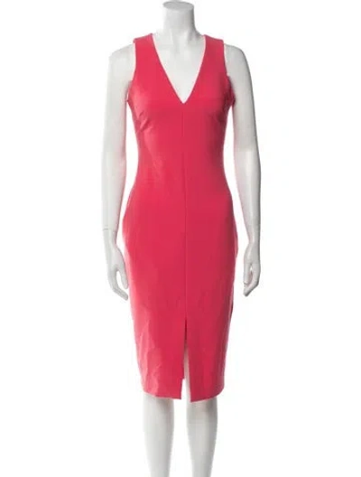 Pre-owned Likely V-neck Midi Length Dress W/ Tags In Pink