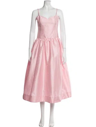 Pre-owned Likely V-neck Midi Length Dress W/ Tags In Pink
