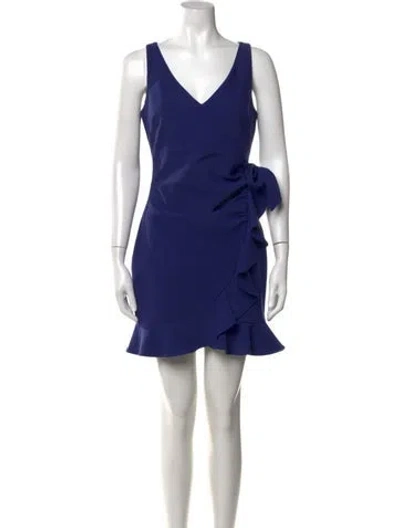 Pre-owned Likely V-neck Mini Dress In Blue