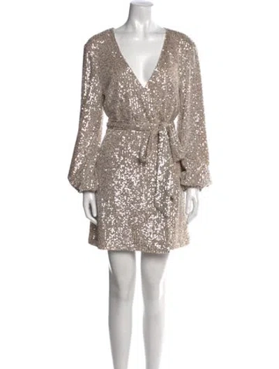 Pre-owned Likely V-neck Mini Dress In Gray