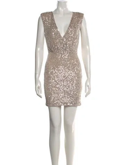 Pre-owned Likely V-neck Mini Dress In Neutral