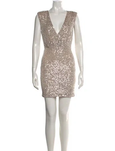 Pre-owned Likely V-neck Mini Dress In Neutrals