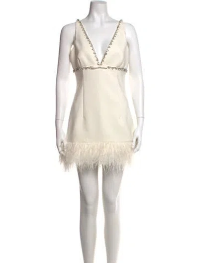 Pre-owned Likely V-neck Mini Dress In White