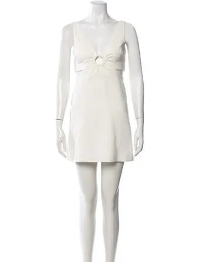 Pre-owned Likely V-neck Mini Dress In White