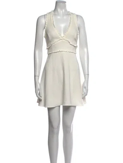 Pre-owned Likely V-neck Mini Dress In White