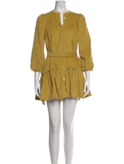 Pre-owned Likely V-neck Mini Dress In Yellow