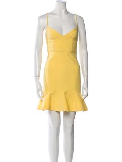 Pre-owned Likely V-neck Mini Dress In Yellow