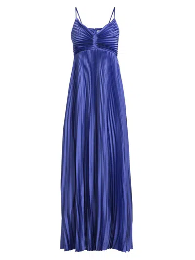 Likely Women's Asra Satin Pleated Gown In Blue