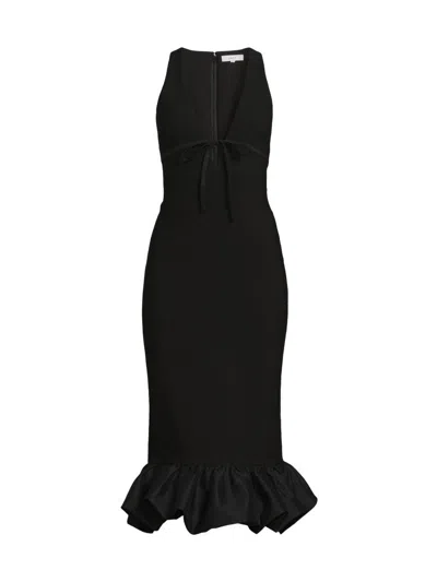 Likely Women's Balta Ruffled Plunge-neck Midi-dress In Black