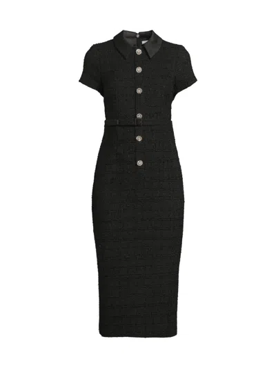 Likely Women's Bardot Tweed Button-front Midi-dress In Black