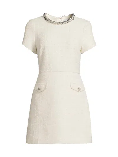 Likely Women's Drop 11 Daria Embellished-trim Tweed Minidress In White