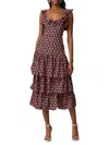 LIKELY WOMEN'S FLORAL TIERED MIDI DRESS