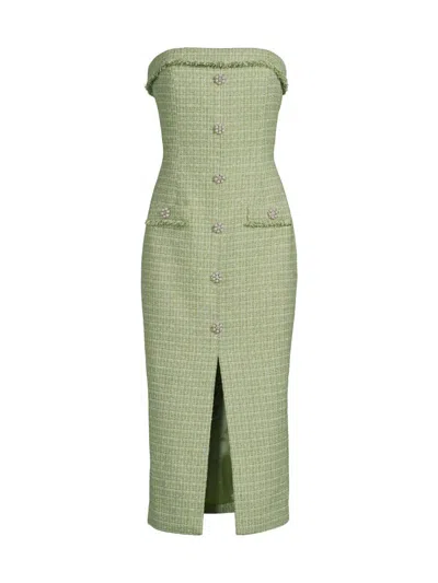 Likely Women's Jenny Tweed Strapless Midi-dress In Green