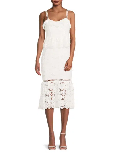 Likely Women's Leigh Peplum Lace Midi Dress In White
