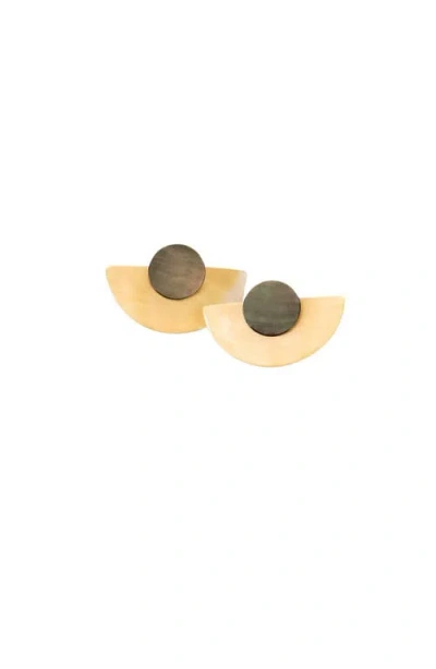 Likha 3-in-1 Mother-of-pearl Geometric Stud Earrings Set In Gold