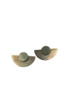 Likha 3-in-1 Mother-of-pearl Geometric Stud Earrings Set In Green