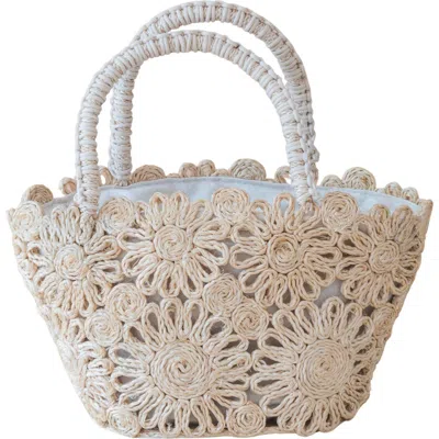 Likha Abaca Small Floral Weave Tote In Red