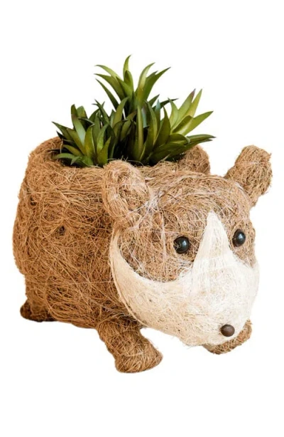 Likha Baby Corgi Handwoven Planter In Brown