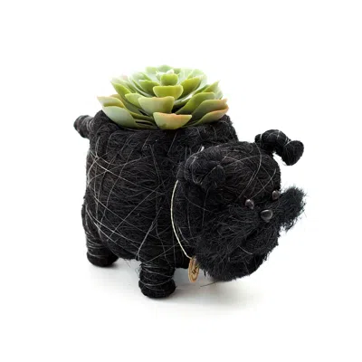 Likha Black Coco Coir Animal Planter - Schnauzer