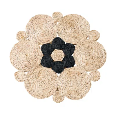 Likha Black / White Set Of Two - Two-tone Discs Braided Placemat In Multi