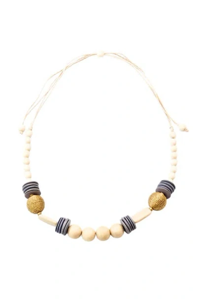 Likha Bombon Wooden Necklace In Neutral