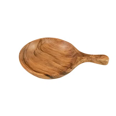 Likha Brown Acacia Round Serving Tray With Handle