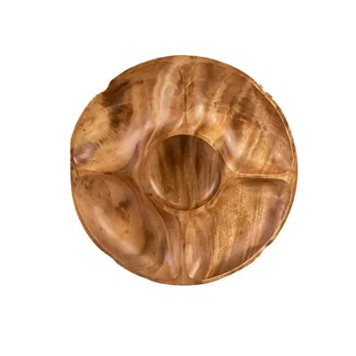 Likha Brown Acacia Wood Five-compartment Serving Tray