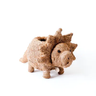 Likha Brown Coco Coir Animal Planter - Triceratops