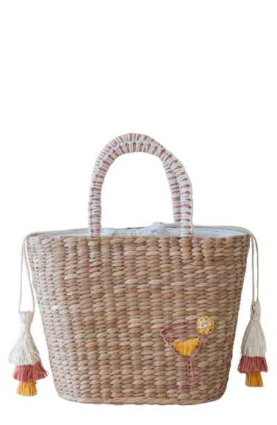 Likha Cocktail Embroidered Tote Bag In Blue