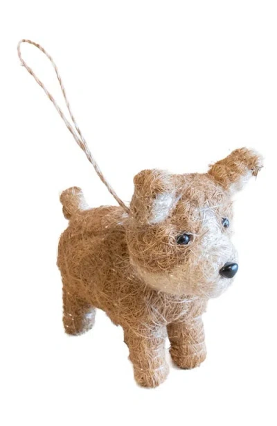 Likha Corgi Handwoven Ornament In Brown