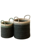 Likha Cylinder Floor Basket With Handles, Set Of 2 In Black