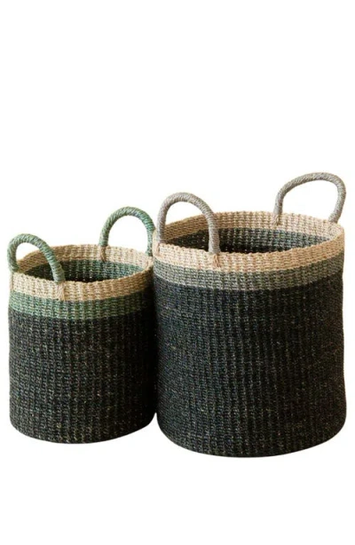 Likha Cylinder Floor Basket With Handles, Set Of 2 In Black