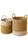 Likha Cylinder Floor Basket With Handles, Set Of 2 In Brown