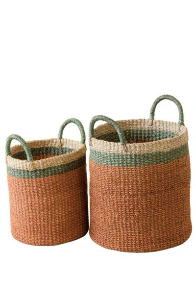 Likha Cylinder Floor Basket With Handles, Set Of 2 In Brown