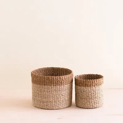 Likha Cylinder Tabletop Basket, Nested Set Of 2 In Brown