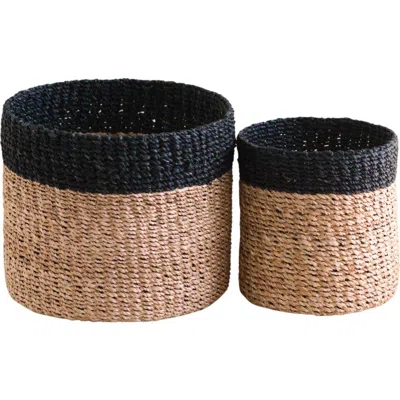 Likha Cylinder Tabletop Basket, Set Of 2 In Brown