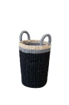 Likha Cylinder Vase Basket With Handles In Black