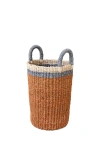 Likha Cylinder Vase Basket With Handles In Brown