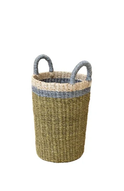Likha Cylinder Vase Basket With Handles In Green