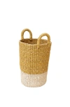 Likha Cylinder Vase Basket With Handles In Yellow